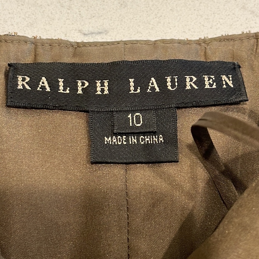 RALPH LAUREN 100% Silk & Gold Crane Tapestry Sleeveless Dress 10 - Picture 3 of 11